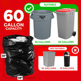 ToughBag 55 Gallon Trash Bags, 3 Mil Contractor Bags, Large 55-60 Gallon Trash Can Liners, Black Contractor Garbage Bags, 38 x 58" (50 Count) - Outdoor, Construction, Lawn, Industrial - Made in USA