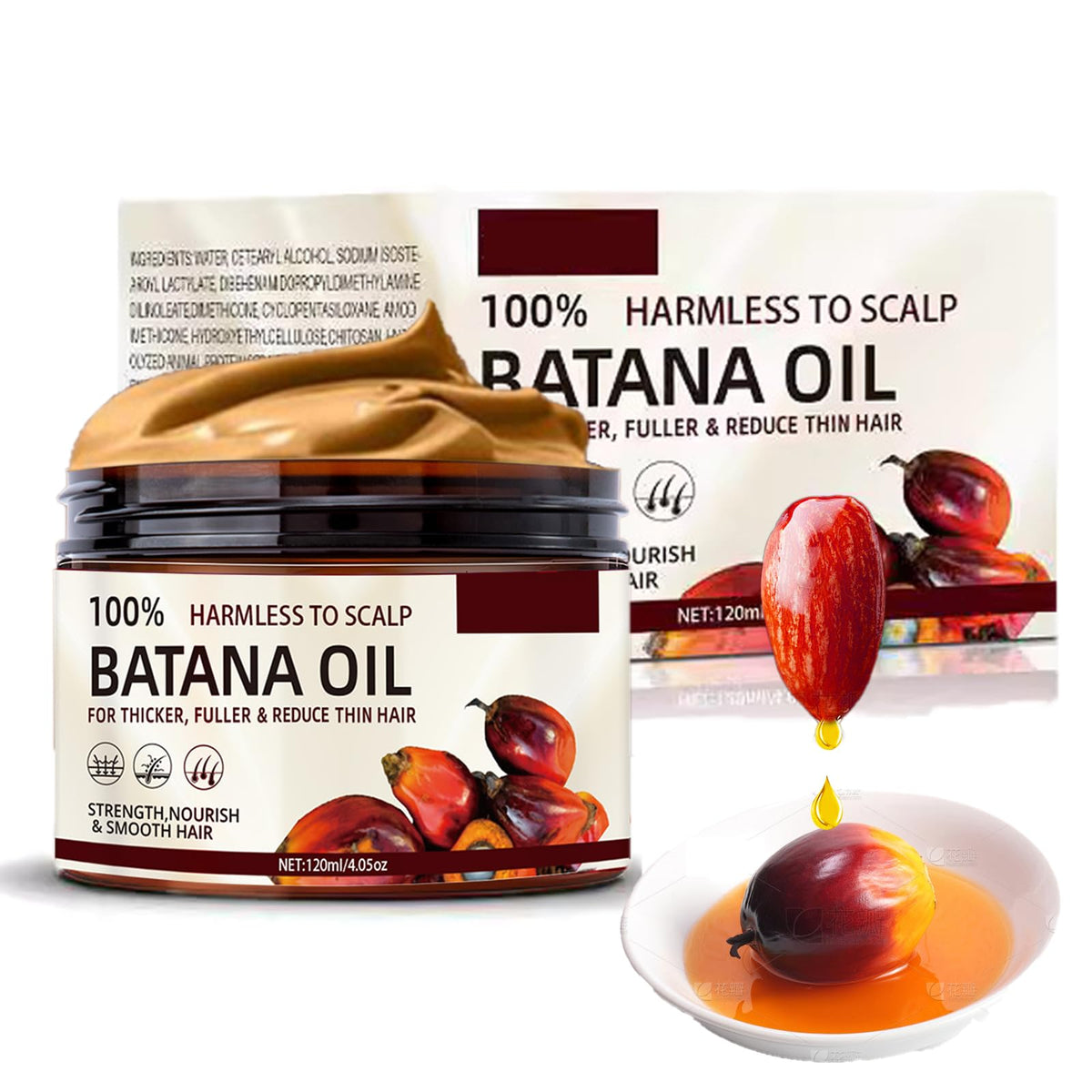 2 Bottles Batana Oil for Hair Growth, 100% Unrefined Natural Batana Oi
