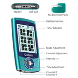 Qocum TENS Unit Muscle Stimulator: Dual Channel TENS Unit for Pain Relief Therapy (Chronic, Acute Body Pain), Independent A/B Channel and 24 Modes, Electronic Pulse Massager with 16 TENS Unit Pads