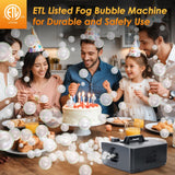 blessny 2-in-1 Fog Bubble Machine, Smoke Bubble Maker for Stage Halloween Christmas Birthday Party Wedding, 8000+ Fog Filled Bubble Per Minute, 250W (Black)