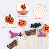 JtmyAota 100 Pack Halloween Toothpicks for Appetizers, 4.7 Inch Natural Bamboo Cocktail Picks for Cake Dessert Food Fruit Halloween Party Decorations