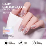 GAOY Glitter Cat Eye Gel Nail Polish Set with Magnet Pink Galaxy for Holographic Cat Eye, Salon Gel Manicure and Nail Art DIY at Home