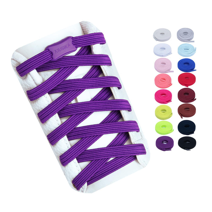 Booyckiy No Tie Elastic Shoelaces for Kids, Adults and Elderly - 16 Colors (41in(105cm) 1 Pair, Dark Purple)