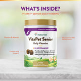 NaturVet VitaPet Senior Daily Vitamin Dog Supplements Plus Glucosamine – Includes Full-Spectrum Vitamins, Minerals – Joint Support for Older, Active Dogs – 120 Ct. Soft Chews