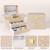 Dajasan Jewelry Organizer Box, Jewelry Holder Organizer Box, PU Leather Jewelry Box, Gift Idea for Valentine's Day, Birthday, Mother's Day, Christmas (Champagne)