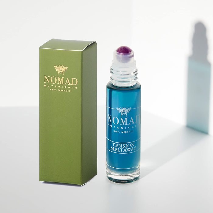 Nomad Botanicals Tension Meltaway Essential Oil Roll-On – Amethyst Roller Ball – Headache, Stress & Hot Flash Support – Premium Aromatherapy Blend – Peppermint, Lavender, Orange & Blue Tansy – 10 mL