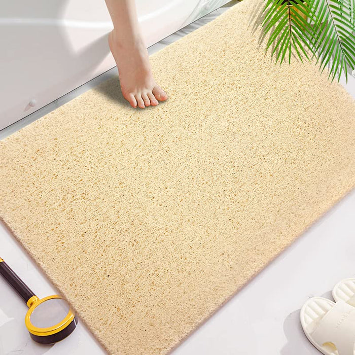 Shower Mats Non Slip for Elderly, 24x32’’Lager Loofah Non Slip Shower Mat, Loofah Bath Mats for Shower, Non Slip Bath/Shower Mat for Elderly-Beige