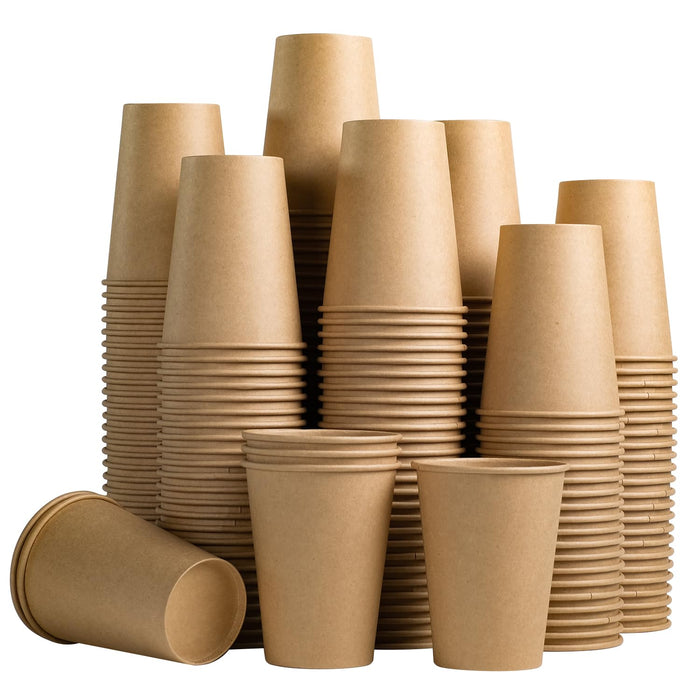 Lamosi 210 Pack 12 OZ Paper Coffee Cups, Disposable Kraft Paper Cups, Unbleached Brown Cups for Hot/Cold Beverage Party Home Office