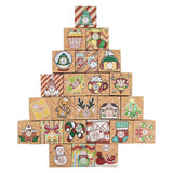 Elephant-package 24 Pcs DIY Kraft Paper Christmas Advent Calendar Boxes, 24 Days Advent Countdown Gift Boxes, Christmas Cardboard Number Boxes for Kids Adults School Office Xmas Holiday Decoration