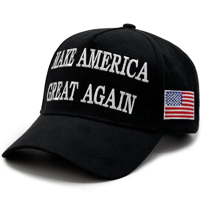 Trump 2024 45-47 MAGA Hat Make America Great Again Donald Trump Slogan with USA Flag Baseball Cap (2pcs Red&Black MAGA Hat)