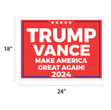 Trump Vance 2024 Make America Great Again Red 18" x 24" Presidential Campaign Yard Sign