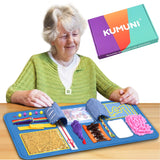 KUMUNI Fidget Blanket, Dementia Activities for Seniors, Alzheimer's Products, Aids in Therapy of person with Autism, Alzheimers and Dementia.(12 x 24 in)