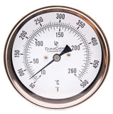 Industrial Bimetal Thermometer 5" Face x 2-1/2" Stem, 50-500 w/Calibration Dial