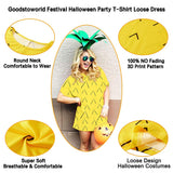 Goodstoworld Women Pineapple Dress Funny Halloween T Shirts Yellow Fruit Short Sleeve Costumes Best Friend Female All Hallows Day Funny Outfit Top Tees Cute Print Loose Swing Dress