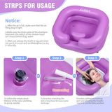 Cehim Inflatable Shampoo Basin - Portable Shampoo Bowl, Hair Washing Basin for Bedridden, Disabled,Injured, Hair Wash Tub for Dreadlocks and at Home Sink Washing (Purple)