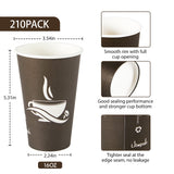 LITOPAK 210 Pack 16 oz Paper Cups, Disposable Coffee Cups, Paper Drinking Cups, Brown Disposable Cups, Paper Hot Coffee Cups, Paper Coffee Cups for Party, Picnic, Travel, and Events