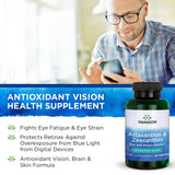 Swanson Astaxanthin & Zeaxanthin Eye Vision Brain Skin Health Antioxidant Support Supplement (Astaxanthin 4 mg & OmniXan Zeaxanthin 4 mg) 60 Softgels Sgels