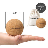 COENGWO Cork Massage Ball - Yoga Therapy Ball for Myofascial Release, Trigger Point Therapy, Muscle Knots, Deep Tissue Relief with Carry (2.4 Inch Ball,2 Pack)
