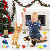 MOVINPE Cat Toys Advent Calendar 2023 Christmas, 24Pcs Interactive Kitten Toys Cat Collars Assortments Cat Feather Teaser, Catnip Fish, Mice, Balls and Bells Countdown Days to Christmas