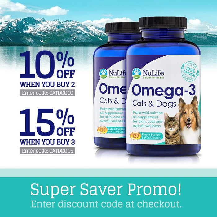 100% Pure Omega 3 Fish Oil for Dogs & Cats - Pet Fish Oil Supplement with DHA & EPA Fatty Acids for Healthy Skin & Shiny Coat - Improves Shedding & Relieves Dry, Itchy Skin - 500mg - 120 Capsules