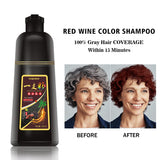 Natural Red Wine Hair Color Shampoo for Gray Hair,16.90Fl Oz Instant Hair Dye Shampoo for Men & Women-3 in 1 Color Shampoo for Dark Hair-Colors in Minutes-Long Lasting-Safe & Easy to Use (Red Wine)