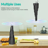 Fly Fans for Tables, Fly Fan for Outdoor Indoor Keep Flies Away, Portable Table Top Fan with LED Light, Fly Spinner with Soft Holographic Blades for Picnic, Restaurant, Party, Home, and BBQ (4 Pack)