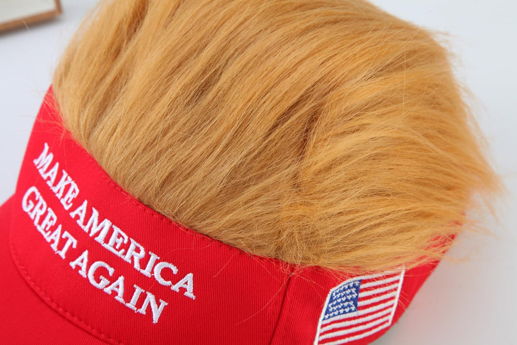 KAABEE Trump Hat 2024 Make America Great Again MAGA Hat Baseball Cap with Wig Hair Embroidered Adjustable