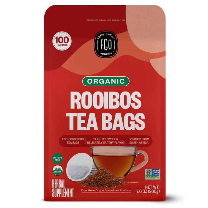 FGO Organic Rooibos Tea, 100 Count, Eco-Conscious Tea Bags, Caffeine Free, Packaging May Vary (Pack of 1)