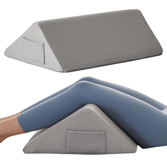 BIEEZZK Knee Wedge Pillow, Knee Pillows for Knee Pain, Leg Wedge for Knee Surgery Recovery, Memory Foam Triangle Pillow for Leg, Back Support, Sciatica Knee Hip Ankles Back Pain Relief Grey