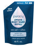 Puracy Natural Shower Gel Refill Citrus and Sea Salt 48 fl oz Plant Powered Body Wash for Smoother, Clearer Skin (Citrus, Sea Salt, 48 fl oz, 1 Pack)