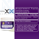 GENEX Trans Resveratrol 1000mg Serving 99% Pure Micronized Pharmaceutical Grade Trans-Resveratrol Powder 30 Servings or 30Grams 1Gram Per Day 30-Day Supply Made in a GMP & NSF Certified Facility