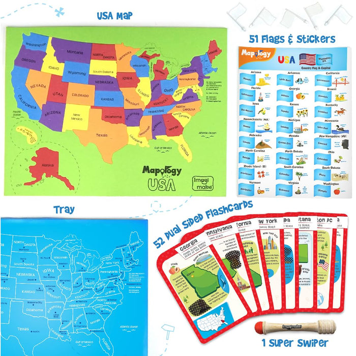 Imagimake Mapology United States Flash Card Puzzle with Flags, Country- Capitals | Educational Toys for Kids Ages 5-8 | Learn Geography Puzzles for kids Ages 8-10 | Christmas Gift for Boys & Girls