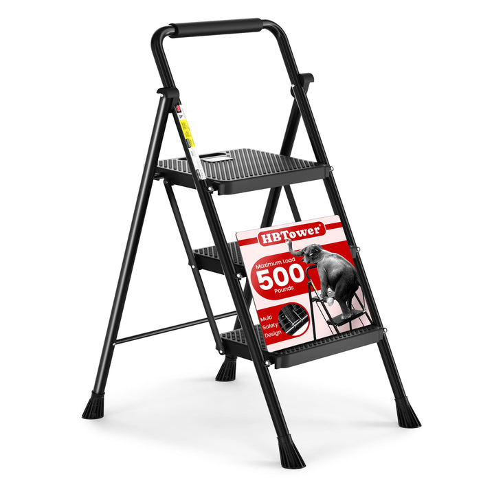 HBTower Step Ladder, Folding Step Stool with Wide Anti-Slip Pedal