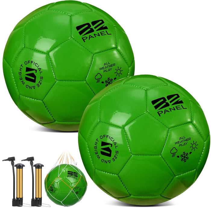 Shappy 2 Pcs Operation Christmas Soccer Balls Bulk with Pump, Mesh Bag Official Size 3 4 5 Indoor Outdoor Soccer Ball for Game Practice Training Sport Soft Soccer Gift for Child Adult(Size 4,Green)