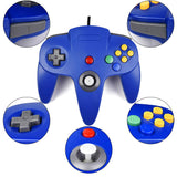 XINHONGRY 2 Pack N64 Controller, Classic Retro Wired N64 64 Bit Gamepad Joystick for Ultra 64 Video Game Console N64 System (Blue+Red