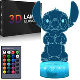 JMMFIDY Stitch Night Lights, Stitch Gifts Children's Room Decoration, Christmas Gifts, Children's Day Gift 3D LED Intelligent Remote Control Stitch Light Stitch Stuff lilo and Stitch Gifts