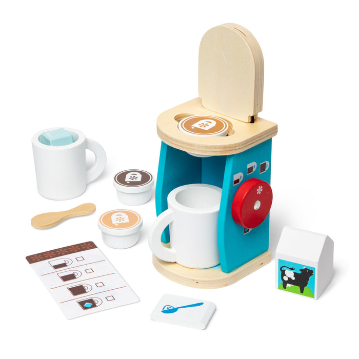 Melissa & Doug 11-Piece Coffee Set, Multi - Pretend Play Kitchen Accessories Kids Coffee Maker Play Set For Girls And Boys