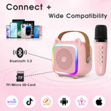 Mini Karaoke Machine for Kids, Portable Bluetooth Speaker with Wireless Microphone, Toys Gifts for Girls Ages 4, 5, 6, 7, 8, 9, 10, 11, 12+ Year Old Birthday Gift Parties Christmas (Pink 1 Mic)