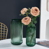 TIMEFOTO Flower Vase 7.5 inch Green Thickened Glass Vase for Bookshelf,Dinner Table,Indoor Office Desktop,Meeting Room,Bathroom,Countertop,Home Christmas Day Decoration