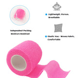 24 Rolls Pink Elastic Self Adhesive Bandage Wrap, Breathable Flexible Fabric Non Woven Cohesive Bandage, Ankle Sprains Swelling Medical First Aid Sports Athletic Tape, Dogs Pet Vet Wrap 2” x 5 Yards.