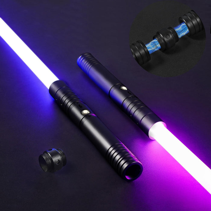 2 in 1 Dueling Lightsaber Alloy Handle Light Saber 15 RGB Colors with 4 Modes 6 Sound Effects USB Rechargeable Detachable Lightsaber for Kids Adults Ideal Birthday Children's Day Halloween Christmas