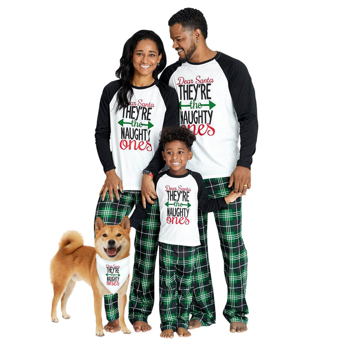 IFFEI Matching Family Pajamas Sets Christmas PJ's Letter Print Top and Plaid Bottom Sleepwear Jammies with Pockets Men: XL