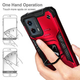 WDHD Compatible with Motorola Moto G 5G (2023) Case with Tempered Glass Screen Protector (Maximum Coverage), Full-Body Protective, Magnetic Car Mount Ring Holder, Heavy-Duty Case (Red)