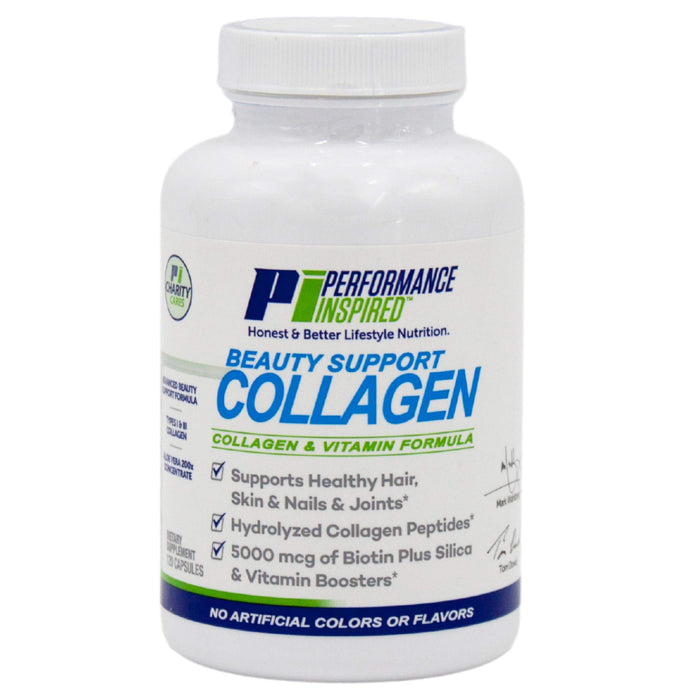 Performance Inspired Nutrition Collagen Joint/Skin/Nails/Beauty Support Capsules - Contains 5,000mcg of Biotin - Silica - Aloe Vera - Collagen Peptides - Hydrolyzed Acid – All-Natural - BIG 120 Ct