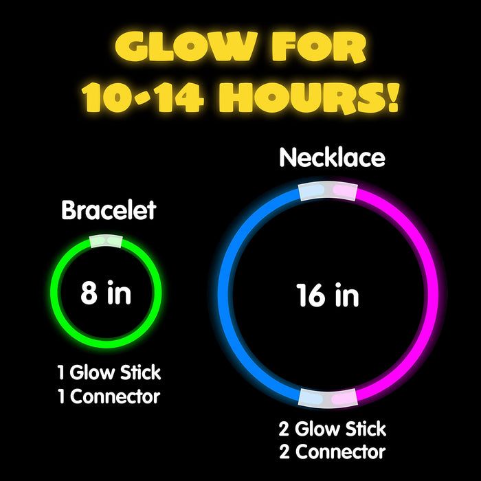 JOYIN 300 Pcs Glow Sticks Bulk 8" Glowsticks, Glow Stick Bracelets Necklaces, Glow in the Dark Party Favors, Easter, Christmas, Halloween Party Supplies Pack, Football Party Supplies