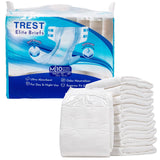 TREST Elite Briefs for Men and Women, Overnight Diapers for Incontinence, Elite Absorbency, Comfortable, Odor Neutralizing and Secure Fit with 2 Wide Tabs - White, Medium (Pack of 10)