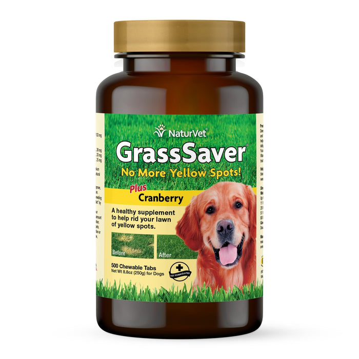 NaturVet – GrassSaver Supplement for Dogs – Healthy Supplement to Help Rid Your Lawn of Yellow Spots – Synergistic Combination of B-Complex Vitamins & Amino Acids – 500 Tablets