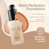 Frankie Rose Cosmetics Matte Perfection Foundation Makeup – Long-Lasting, Hydrating Foundation for Semi-Matte Finish - Foundation Full Coverage for All Skin Types - (Fair) 1.0 US fl oz / 30 ml