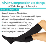 Vive Compression Stockings for Women , Men | 15 - 20 mmHg Medical Compression Support for Varicose Veins - Ultra Sheer TED Style Hose- Knee High for Swelling, Soreness, Maternity, Pregnancy, Nurses