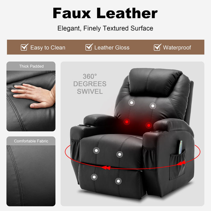 Korser Power Lift Recliner Chair for Elderly and Adults, Electric Recliner with Massage and Heating, Reclining Chair with Remote Control and Cup Holder, Faux Leather Reclining Sofa Chair